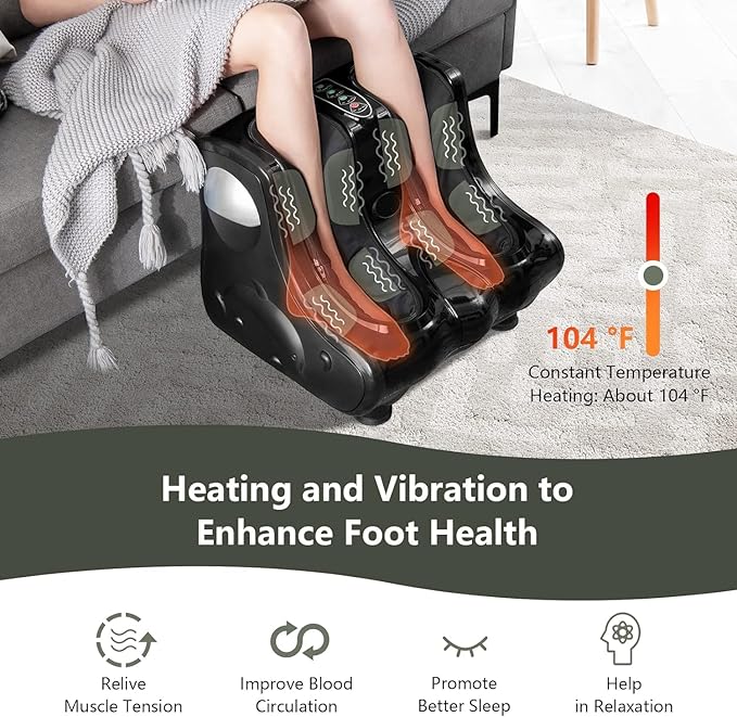 MEDIMALL Foot and Calf Massager Electric Foot Massager Fatigue Feet Shiatsu Foot Massager with VibrationDeep Kneading Vibration Rolling Leg Massager for Pain Relief (Black)