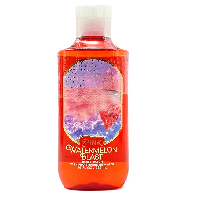 Bath and Body Pink Watermelon Blast Body Wash 10 fl oz / 295 mL Fragrance notes: juicy pink watermelon sugared strawberry blossoms and lime zest