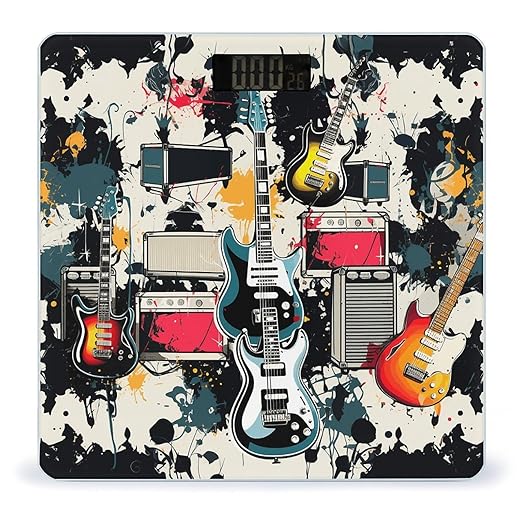 Rock Music Pattern Scale for Body Weight Digital Bathroom Scale Accurate Smart Weight Scales with Large Display Weighing Machine High Precision Scales