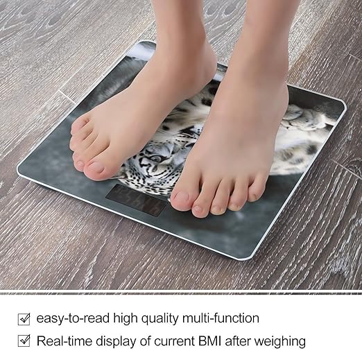 Snow Leopard Bathroom Scale for Body Weight Bathroom Weighing Scale with Backlit LCD Display Highly Accurate Measures Weight Up to 180kg