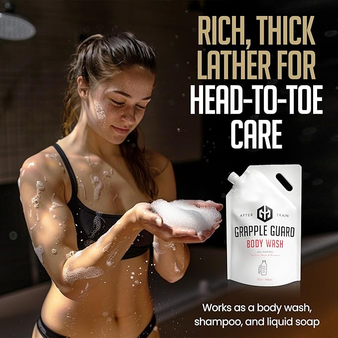 Natural Liquid Soap Body Wash | Grappling Inspired Unisex Body Wash Suitable for All Skin Types with Tea Tree Oil Neem Oil and Rosemary Extract - Citrus/Tea Tree Scent (32oz) Refill