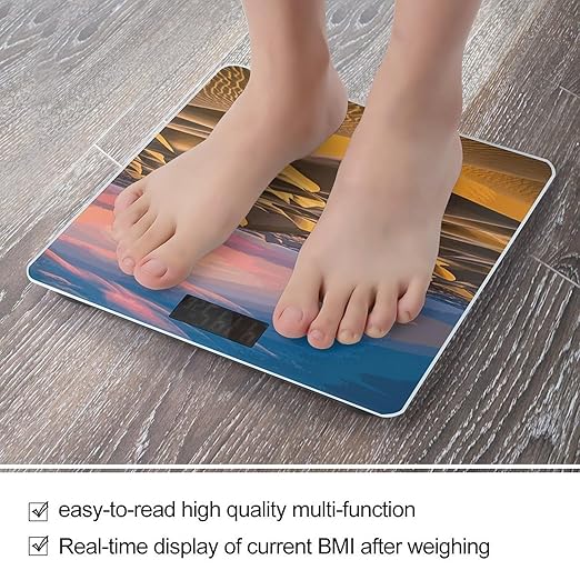 Desert Landscape Scale for Body Weight Highly Accurate Digital Bathroom Body Scale Digital Bathroom Scales for People Anti-Slip Large LCD Display Smart Scales
