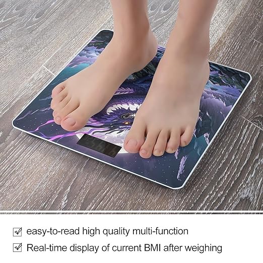 Purple Dragon Purple Moon Bathroom Scale Automatic Power On/Off Body Scales LCD Backlight Display Square Digital Scale Rounded Corners Bathroom Scales for Home Bedrooms