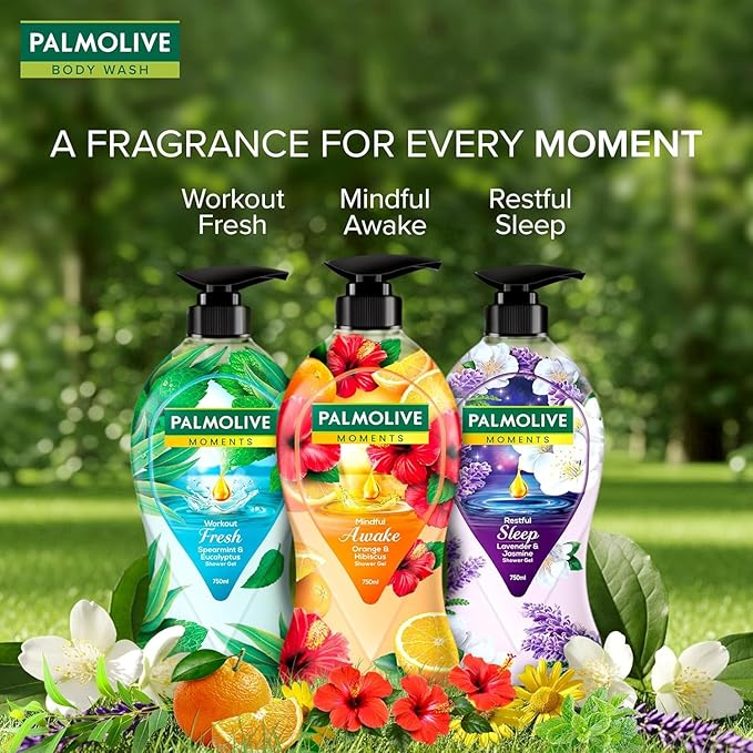 Pa..lmolive Moments Range Mindful Awake Body Wash 750ml Shower Gel