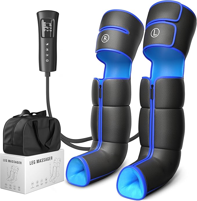 Leg Massager for Circulation and Pain Relief with Heat - Electric Air Compression Boots - Adjustable Modes Foot Calf &amp Thigh Massage Machine Gift for Her Him Dad Mom (Small Size)