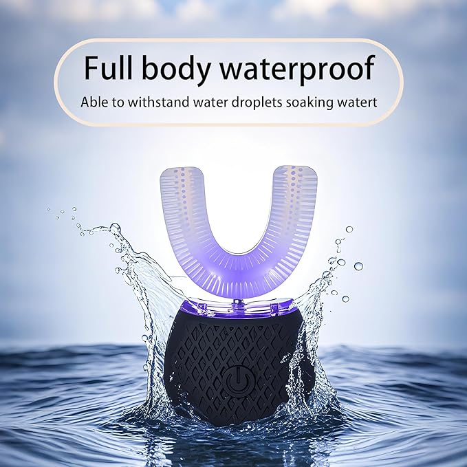 Automatic Toothbrush for Adults - Ultrasonic Electric Toothbrush Rechargeable Waterproof Design with Soft Bristles &amp 30s Timer Wireless Charging Portable Travel &amp Home Use (Black)