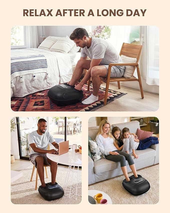 CILI 2026 Upgraded 4-in-1 Heated Foot Massager with Shiatsu Compression &amp Vibration Feet Massager Machine with Independent Controls Remote Control Deep Kneading Fits Big Feet 14 Men Women Gi