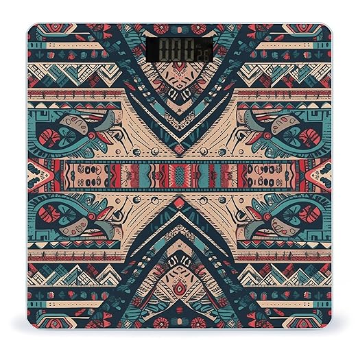 Retro Tribal Pattern Scale for Body Weight Digital Bathroom Scale Accurate Smart Weight Scales with Large Display Weighing Machine High Precision Scales