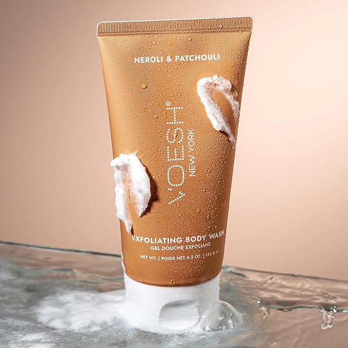 VOESH Sugar Scrub &amp Exfoliating Body Wash with Plant-Derived AHAs &amp Vegan Probiotics K-Beauty Korean Skincare - Neroli &amp Patchouli
