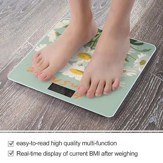Hello Sunshine Floral Weight Scale Large Digital Bathroom Scales with Bright LED Display Non Slip Digital Scale and Step On Fashion Weighing Machine for Body