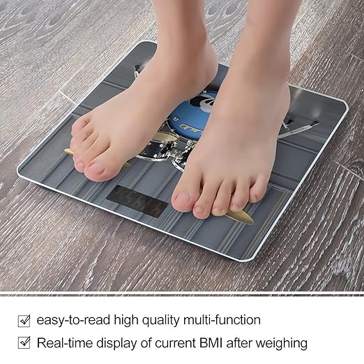 Cool Drum Set Scale for Body Weight Accurate Digital Bathroom Scale Toughened Glass High Precision Scales Smart Weight Scales with Large LCD Backlight Display Weighing Machine