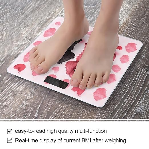 Pink Poodles Dogs Weight Scale Large Bathroom Scales Digital Weight with Bright LED Display Non Slip Automatic Weighing Scale Fashion Weighing Machine for Body