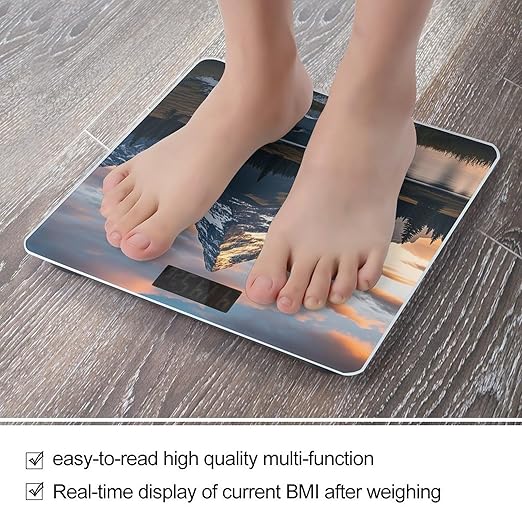 Mount at Sunset Scale for Body Weight Digital Bathroom Scale Toughened Glass High Precision Scales for Body Weight with Large LCD Backlight Display Weight Scales