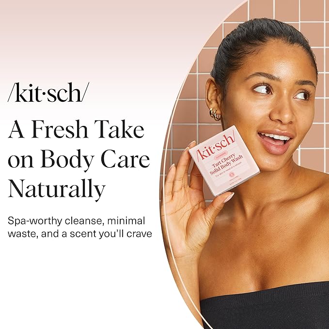 Kitsch Tart Cherry Soap Bar &amp Hair Perfume – 2-Piece Body &amp Hair Care Shower Set