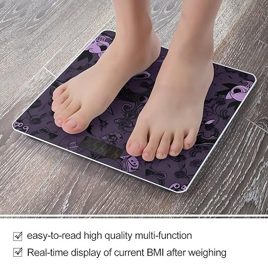 Purple Black Goth Spooky Scale for Body Weight Digital Bathroom Scale Precision Smart Weighing Scales with Clear LED Display Accurate High Precision Scales Weighing Machine