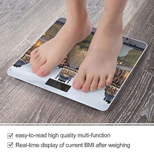 Louvre Museum in Paris Weight Scale for Body Weight Digital Bathroom Scale High Capacity Accurate Digital Weighing Scales and Easy-to-Read on Backlit LCD Display Scales