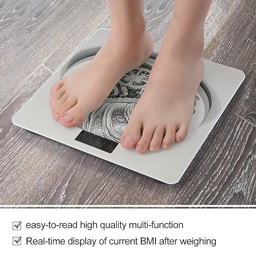 Bread Art Bathroom Scale for Body Weight Bathroom Weighing Scales with Back Lit LED Display Sturdy Tempered Glass Body Weight Bathroom Scale 400lb Weighing