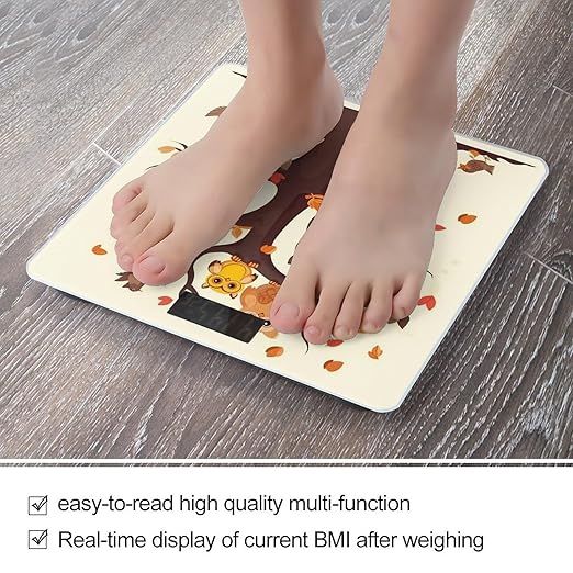 Cartoon Family Owls On The Brown Tree Scale for Body Weight Highly Accurate Digital Bathroom Scale Sturdy Tempered Glass Weighing Scales with LCD Display Fashion Body Fat Smart Scales 400lb