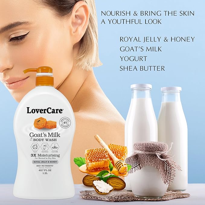 Goat's Milk Body Wash Moisturising Royal Jelly-Honey 40.7 Fl.Oz - Pack of 2 bottles