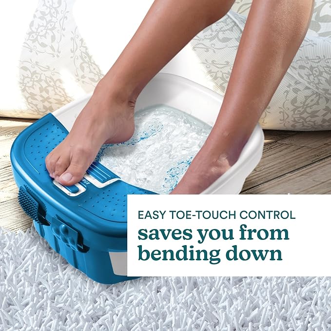 HoMedics Bubble Bliss Deluxe Foot Spa with Heat Massaging Arch 3 Acupressure Attachments Splash Guard Raised Nodes Creates Bubbles Improves Circulation Soothe Tired Muscles
