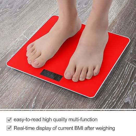 Smart Scale for Body Weight Digital Bathroom Weighing Scale Energy Saving Scale Red