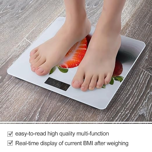 A Cut Strawberry Bathroom Scale Weight Scale for Body WeightHighly Accurate Digital Weighing Machine Clear LED Display Digital Bathroom Body Scale 400lb/182kg