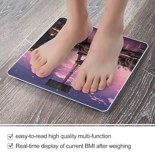 Pink Paris Digital Bathroom Scale Fashion Unique Weight Scale BMI Anti-Slip Precision Weighing Scales Suitable for Home Bedrooms Use and Gift
