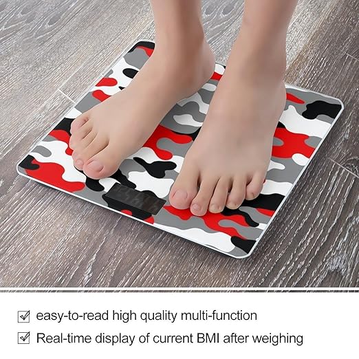 Digital Bathroom Weighing Scale Energy Saving Scale Smart Scale for Body Weight Military Red Camo Army Camouflage