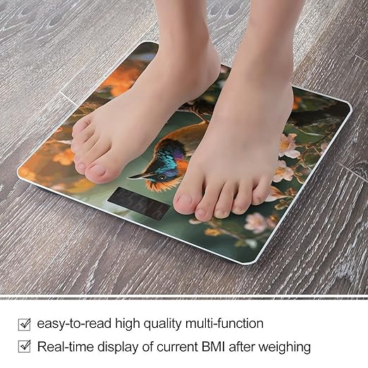 Royal Flycatcher Weight Scale Cute Bathroom Scale for Body Highly Accurate Digital Weighing Machine for People Compact LCD Display Scales with Sturdy Toughened Glass Scales
