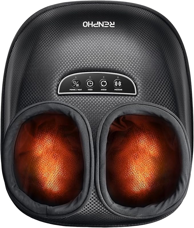 RENPHO Full Foot Massager with Heat 2026 New Upgrade 3 Air Compression Modes &amp Levels Kneading Shiatsu Foot Massage for Plantar Fasciitis &amp Neuropathy Birthday Gifts for Women Men Size up t
