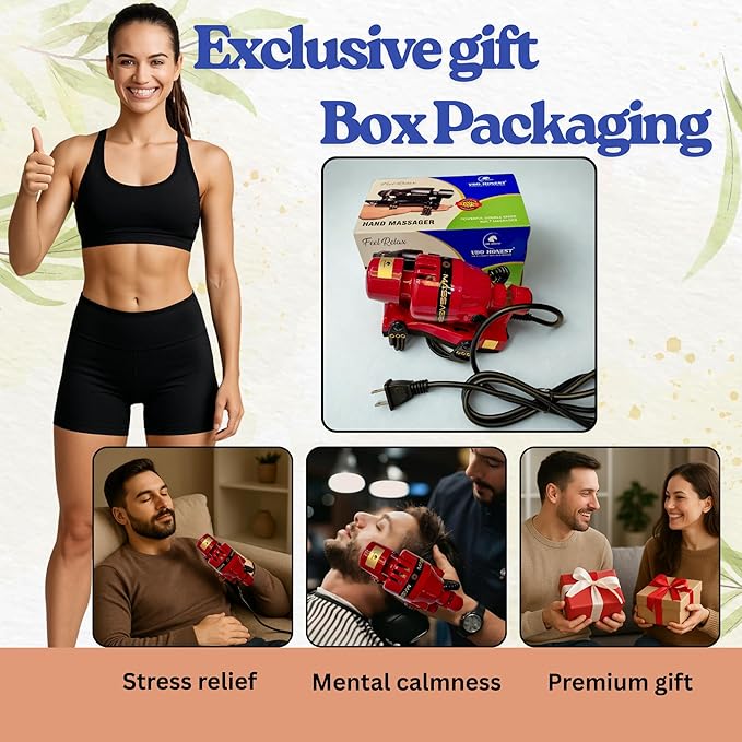 Full Body Corded Massager for Barbers Electric Powerful Double Speed Muscle Relaxer with Floating Head Action for Pain Relief &amp Circulation (Red)
