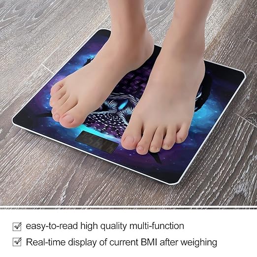 Purple Owl Scale for Body Weight Sturdy Tempered Glass Weighing Scales with LCD Display Accurate Digital Bathroom Scale Convenient Body Fat Smart Scales 400lb