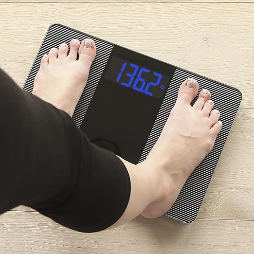 Escali Extra Wide Digital Bathroom Scale for Body Weight with Wide Platform for Natural Stance and Stability High Capacity of 400 lb Batteries Included