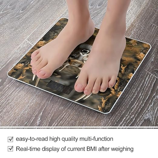 Camouflage Deer Bathroom Scale Automatic Power On/Off Body Scales LCD Backlight Display Square Digital Scale Rounded Corners Bathroom Scales for Home Bedrooms