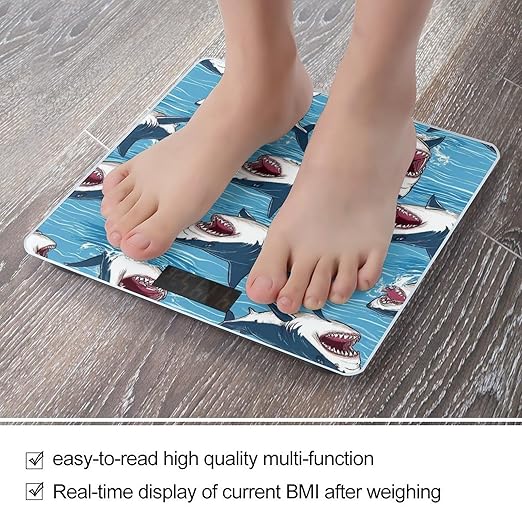 Smart Scale for Body Weight Automatic Switch Digital Bathroom Weighing Scale Retro Ocean Sea Sharks