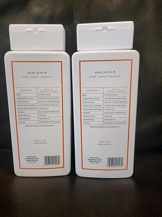 Native Limited Edition Vanilla Cream &amp Pumpkin Body Wash 18 oz - 2 PACK