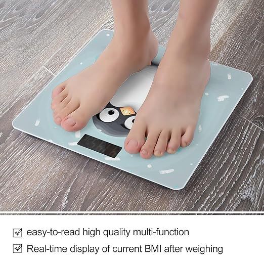 Cute Penguin Weight Scale Digital Electronic Scales Bathroom Scale Larg LCD Backlight Display High Precision MeasurementsTempered Glass