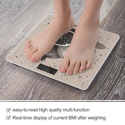 Hand Drawn Fruits Scale for Body Weight Highly Accurate Digital Bathroom Body Scale Digital Bathroom Scales for People Anti-Slip Large LCD Display Smart Scales