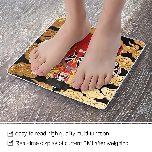 Digital Bathroom Scale for Body Weight Scale with Bright LCD Display High Accuracy Step-On Technology Auto On/Off Peking Opera Masks Digital Scales 400 Lbs /180kg