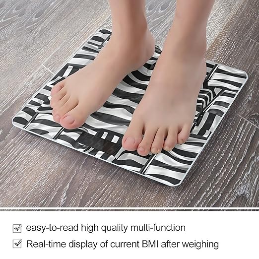 Black White Flags Pattern Bathroom Scale for Body Weight LCD Display Digital Bathroom Scale Tempered Glass Bathroom Weight Scales Fashion Smart Scales for Home Bedroom 400 Lb