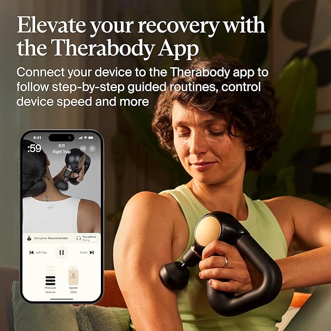 TheraGun Sense (1st Generation) by Therabody - Deep Tissue Massage Gun with Preloaded Routines for Stress Relief Pain Relief &amp Muscle Soreness in Neck Back Leg Knee and Shoulder (Black)
