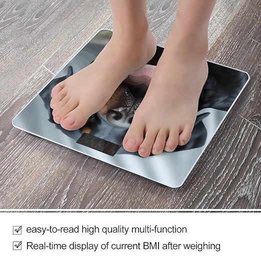Rottweiler Dogs Tongue Head Scale with LCD Precision Weighing Scales Sturdy Tempered Glass Weight Scales Easy-to-Read Anti-Slip Weight Digital Bathroom Scale for Daily