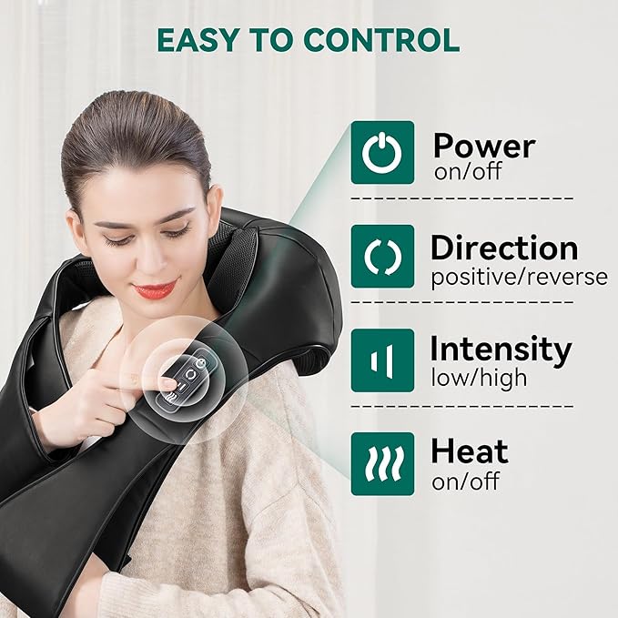 Snailax Cordless Massager - Shiatsu Neck and Shoulder Massager with Heat FSA Eligible Portable Lumbar Back Electric Massage Pillow Christmas Gift