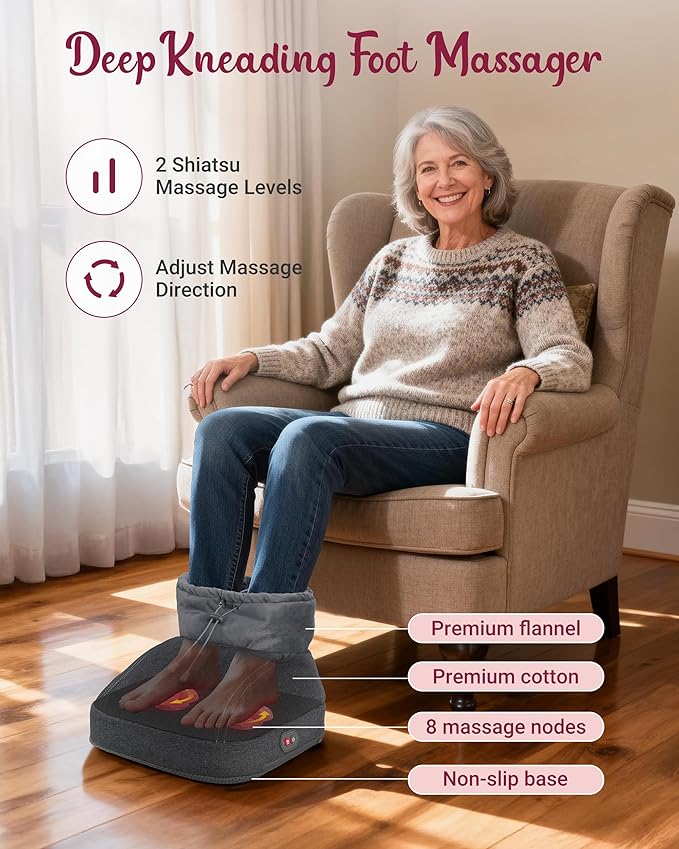 Shiatsu Foot Massager with Heat Heated Foot Massager for Neuropathy Foot Warmer 2 Heat Levels Remote Control FSA Eligible HSA Store Eligible