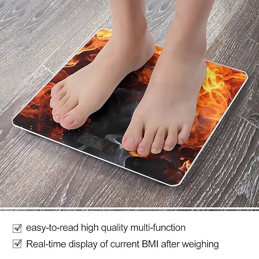 Fire Flame Smoke Weight Scale for Body Weight Digital Bathroom Scale High Capacity Accurate Digital Weighing Scales and Easy-to-Read on Backlit LCD Display Scales