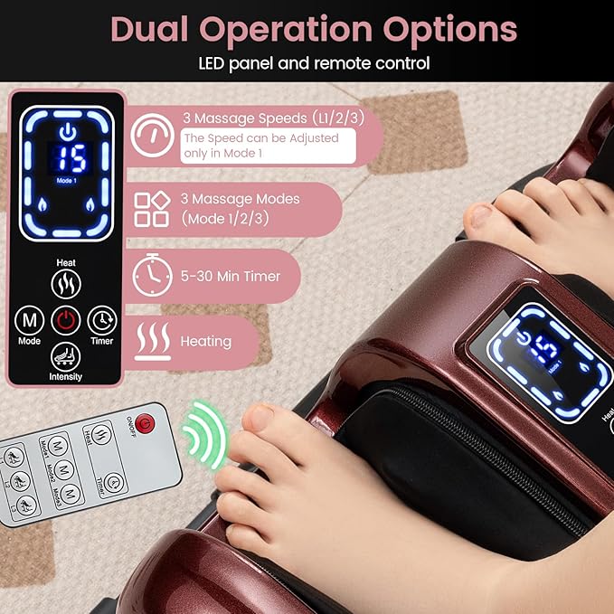 ARLIME Foot Massager with Heat Deep Kneading Shiatsu Massage Machine for Muscle Arm Relaxation Feet and Calf Massager Gifts for Adults (Red)
