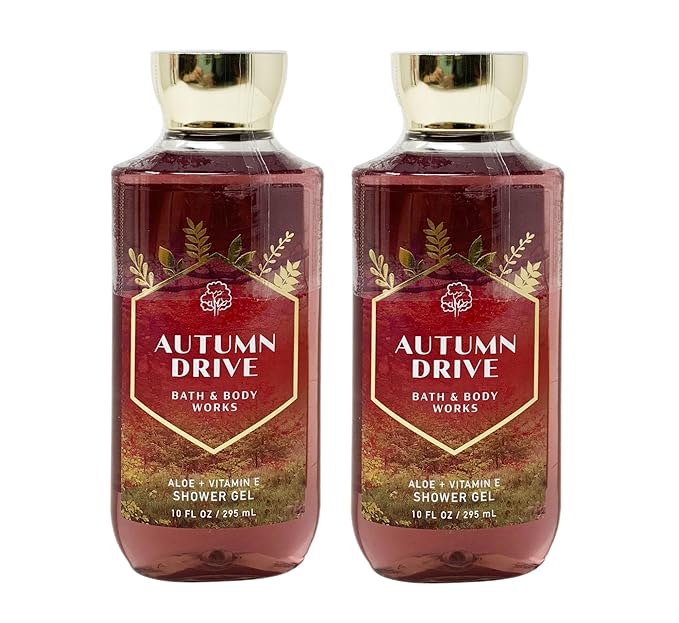 Bath &amp Body Works AUTUMN DRIVE Aloe + Vitamin E Shower Gel 2 Pack Bundle - 10 fl oz / 295 mL each