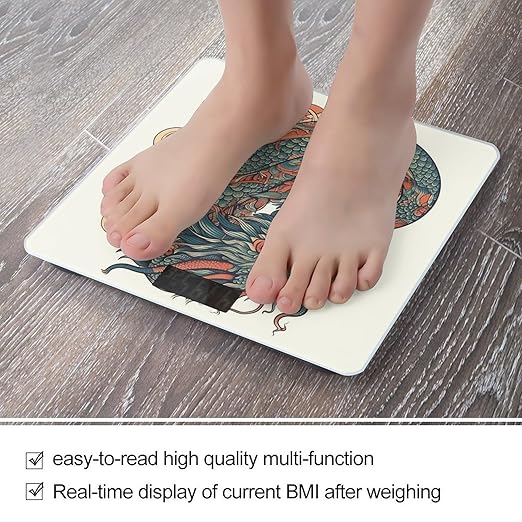 Red and Cyan Dragon Scale for Body Weight Digital Bathroom Scale Accurate Smart Weight Scales with Large Display Weighing Machine High Precision Scales