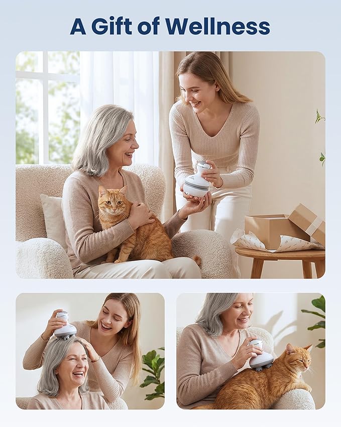 COMFIER Electric Cordless Hair Scalp Massager with Kneading 84 Massage Nodes Handheld Portable Head Scratcher Massager for Hair Growth Deep Clean and Stress Relax Gifts for Men Dad