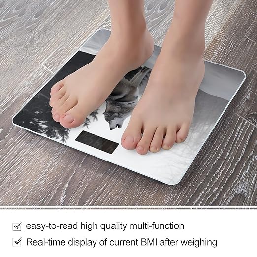 Howling WolfScale for Body Weight with LCD High Precision Weighing Scales Fashion Sturdy Tempered Glass Weight Scales Easy-to-Read Digital Bathroom Scale for Daily 400lb